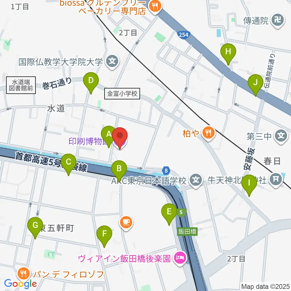 印刷博物館周辺のコンビニエンスストア一覧地図
