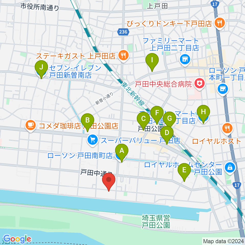 スタジオパークサイド周辺のコンビニエンスストア一覧地図