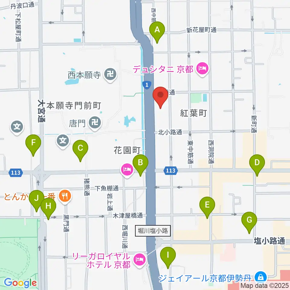 龍谷ミュージアム周辺のコンビニエンスストア一覧地図