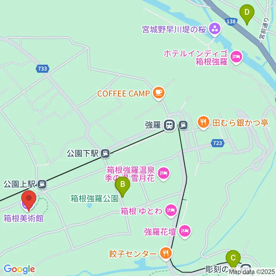 箱根美術館周辺のコンビニエンスストア一覧地図