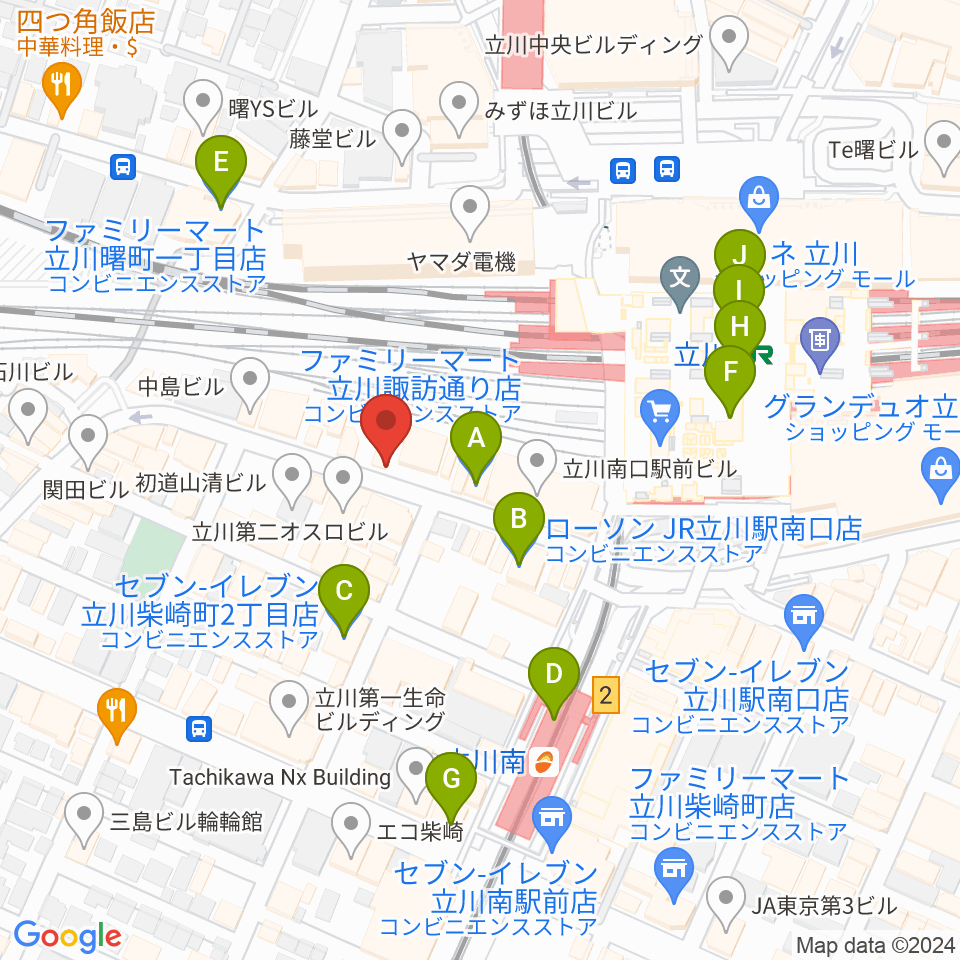 立川スタジオネイ周辺のコンビニエンスストア一覧地図