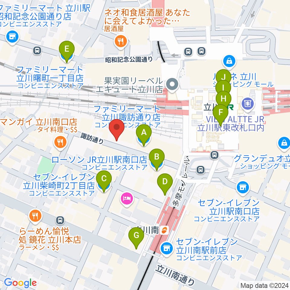 立川スタジオネイ周辺のコンビニエンスストア一覧地図