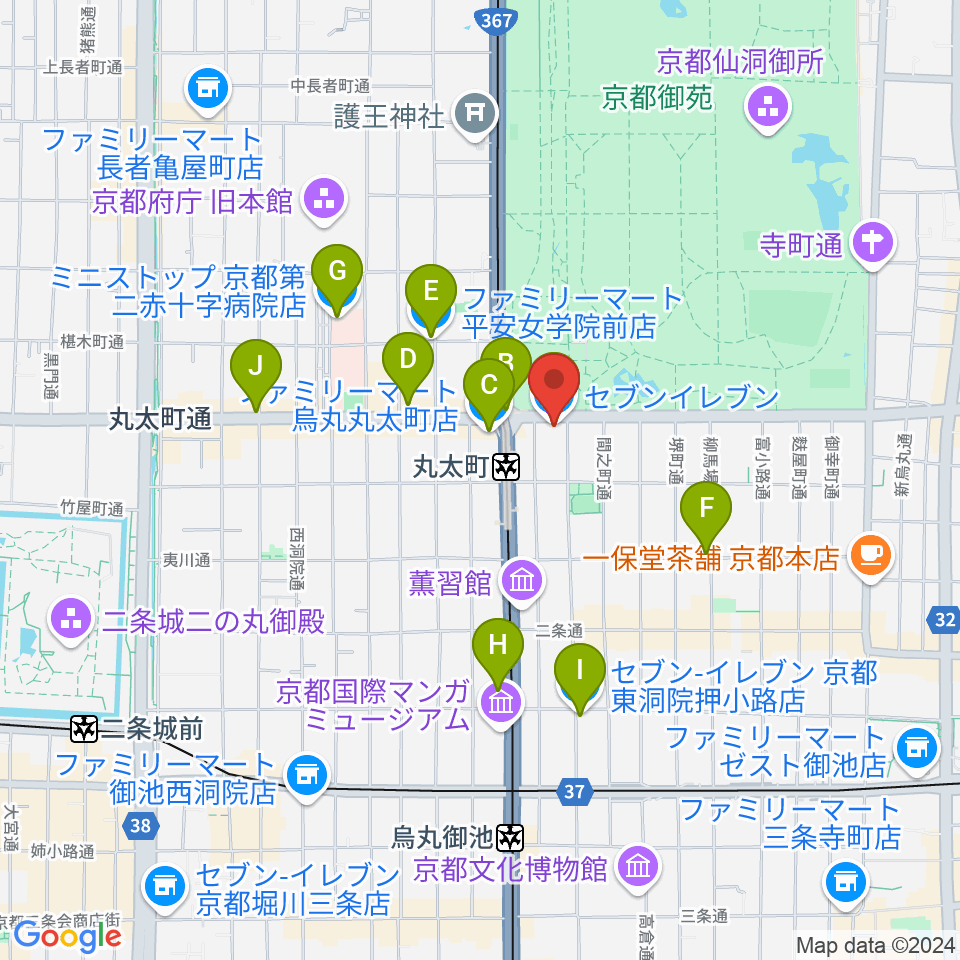 JEUGIAフォーラム京都御所南周辺のコンビニエンスストア一覧地図