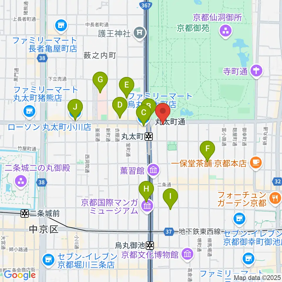 JEUGIAフォーラム京都御所南周辺のコンビニエンスストア一覧地図