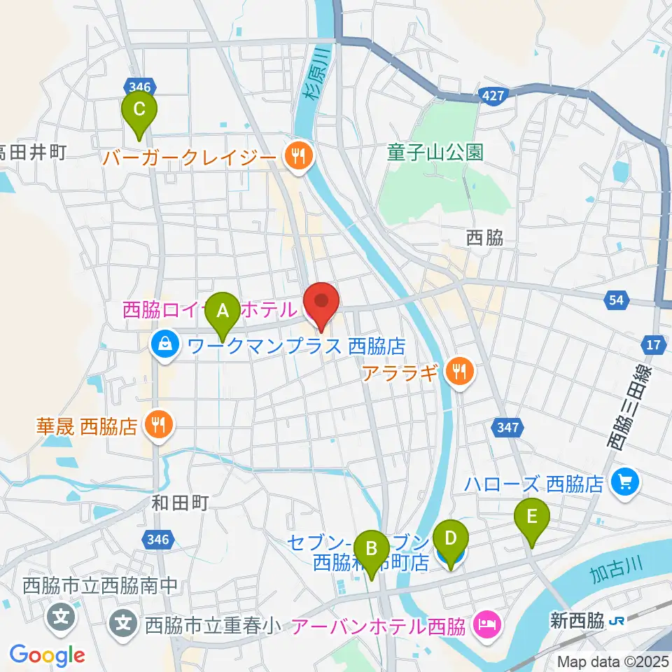 西脇市立音楽ホール アピカホール周辺のコンビニエンスストア一覧地図