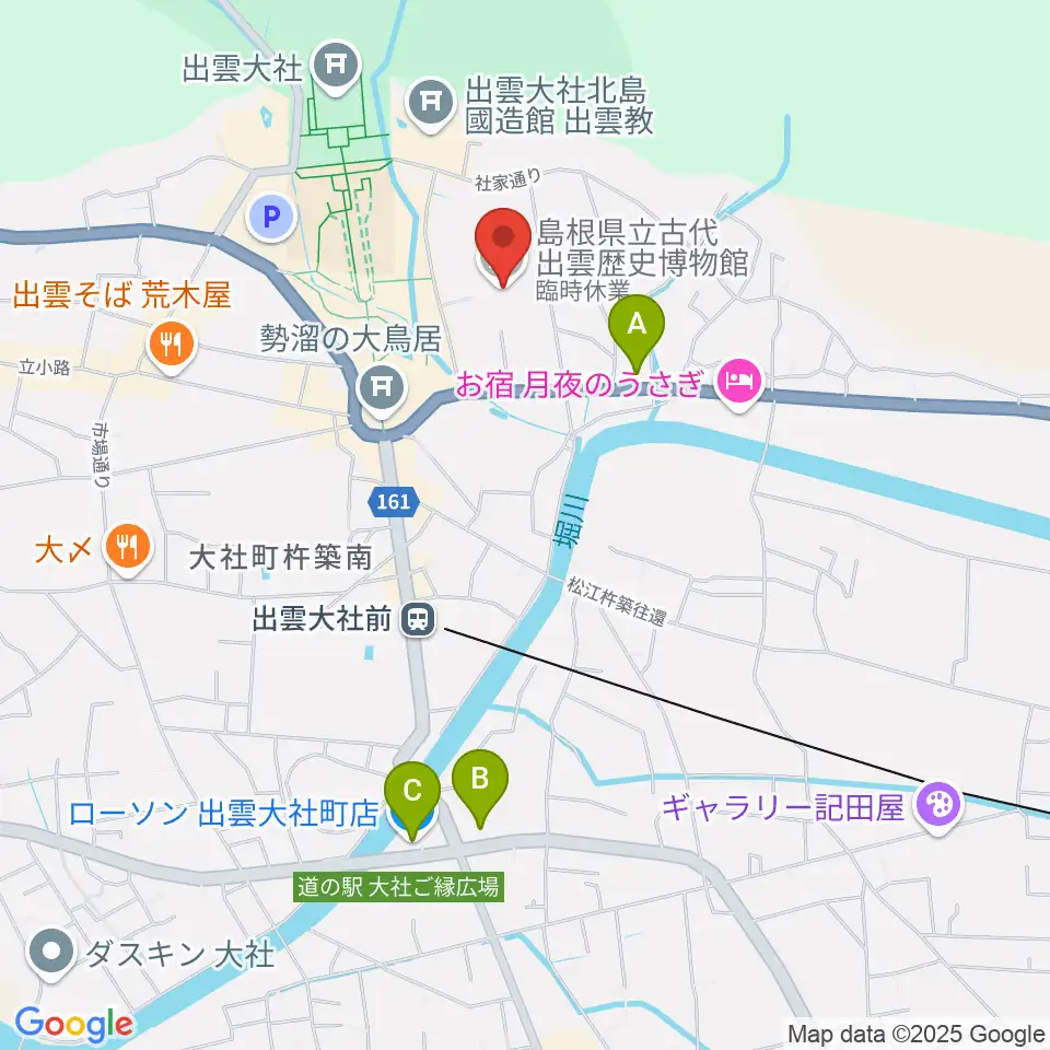 島根県立古代出雲歴史博物館周辺のコンビニエンスストア一覧地図