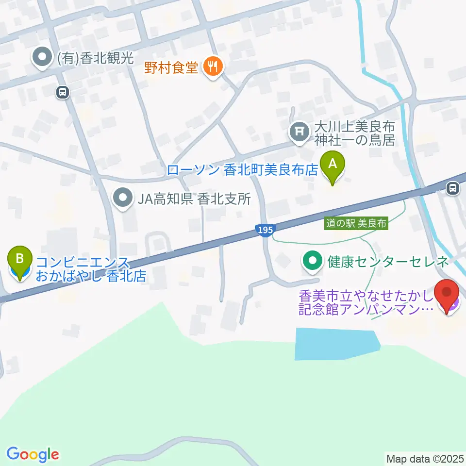 香美市立やなせたかし記念館・アンパンマンミュージアム周辺のコンビニエンスストア一覧地図