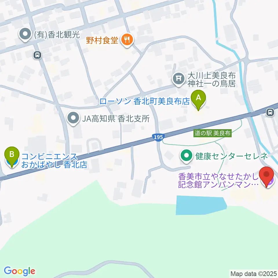 香美市立やなせたかし記念館・アンパンマンミュージアム周辺のコンビニエンスストア一覧地図
