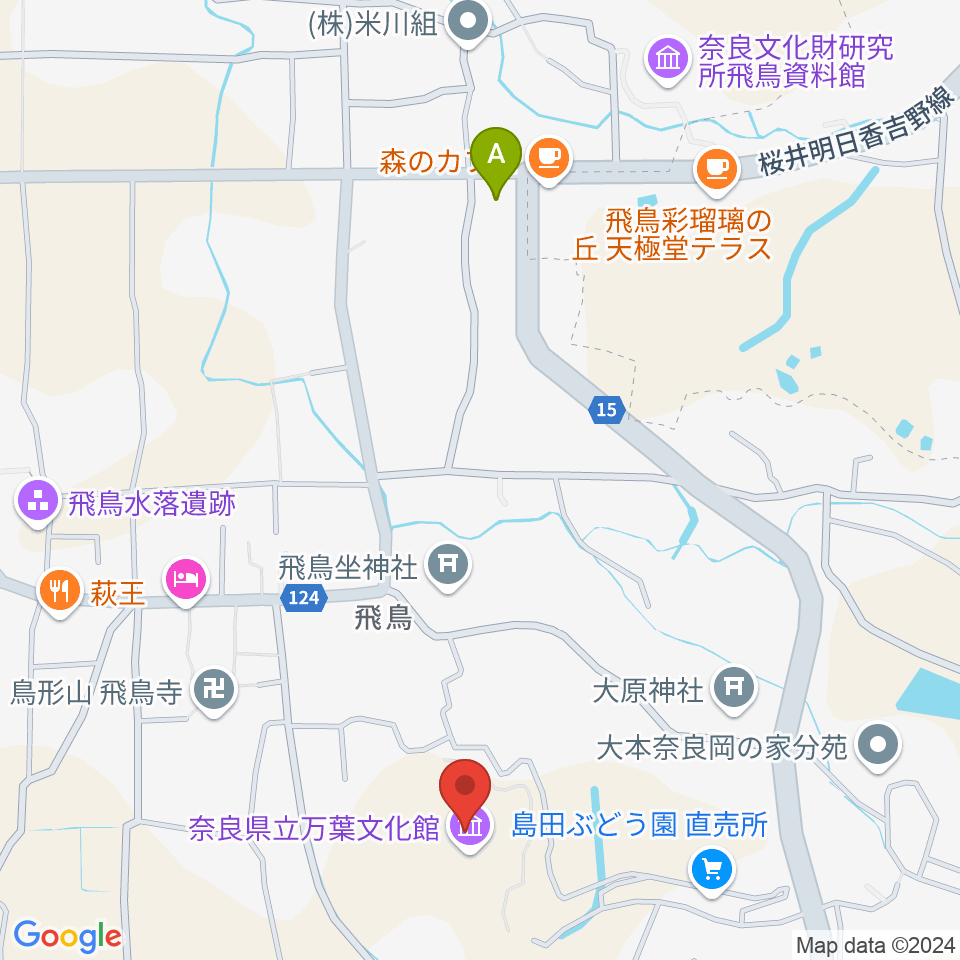 奈良県立万葉文化館周辺のコンビニエンスストア一覧地図