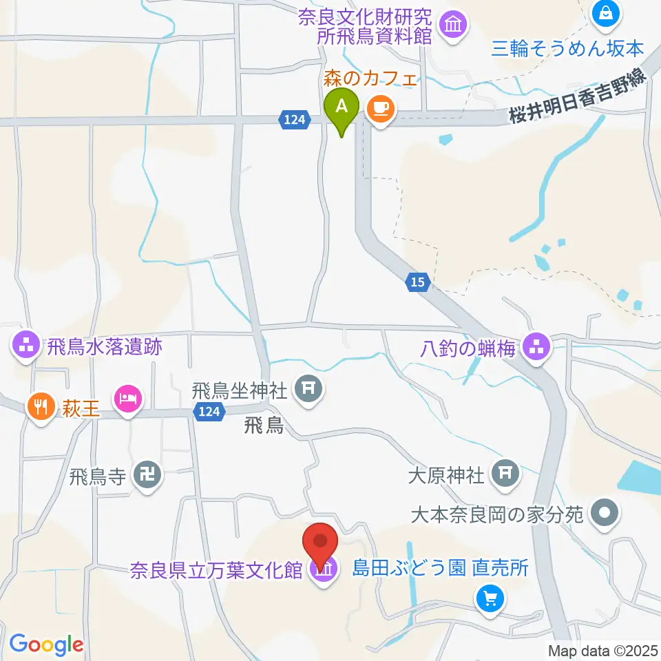 奈良県立万葉文化館周辺のコンビニエンスストア一覧地図