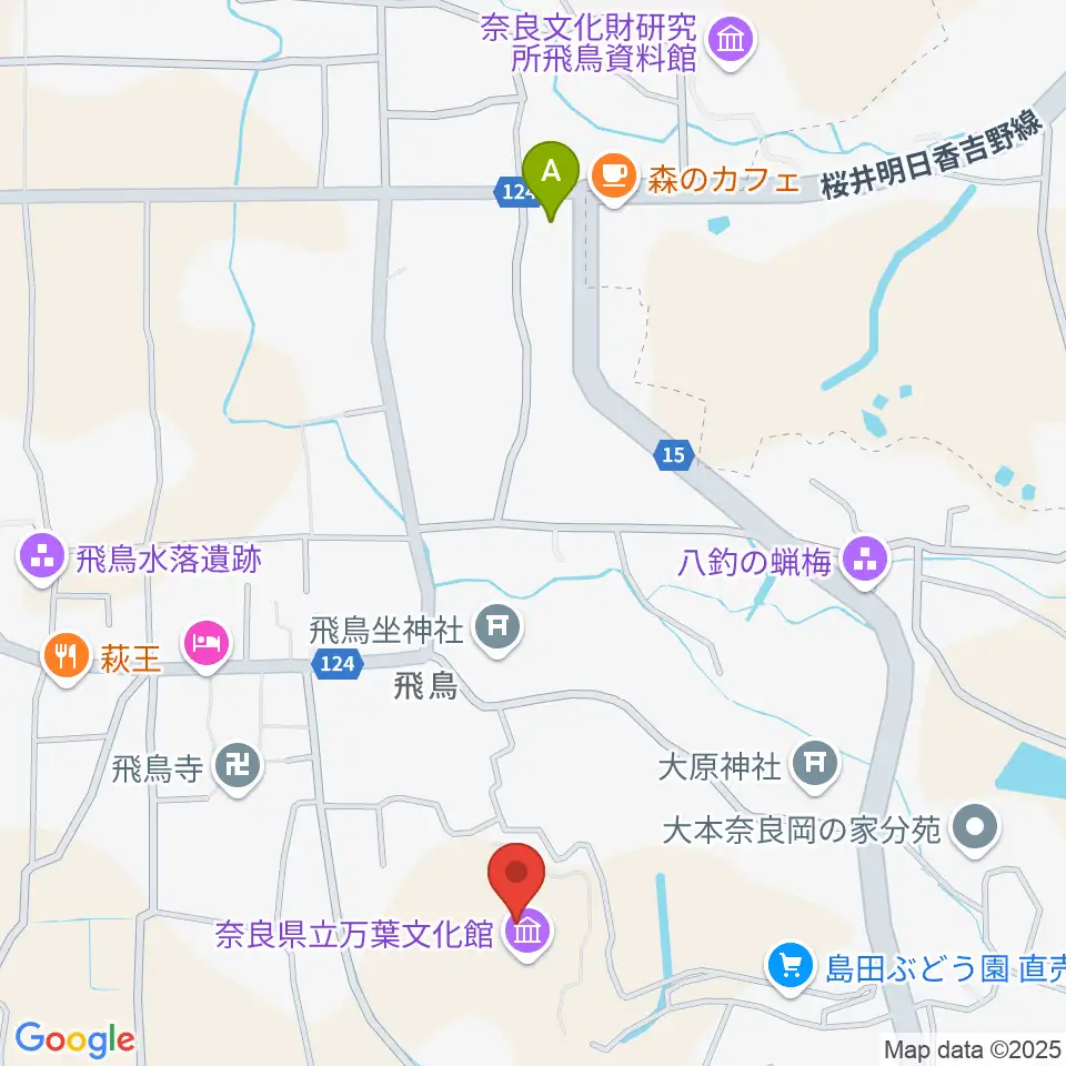 奈良県立万葉文化館周辺のコンビニエンスストア一覧地図