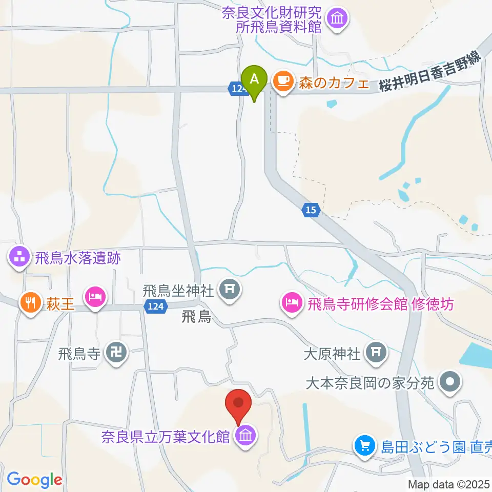 奈良県立万葉文化館周辺のコンビニエンスストア一覧地図