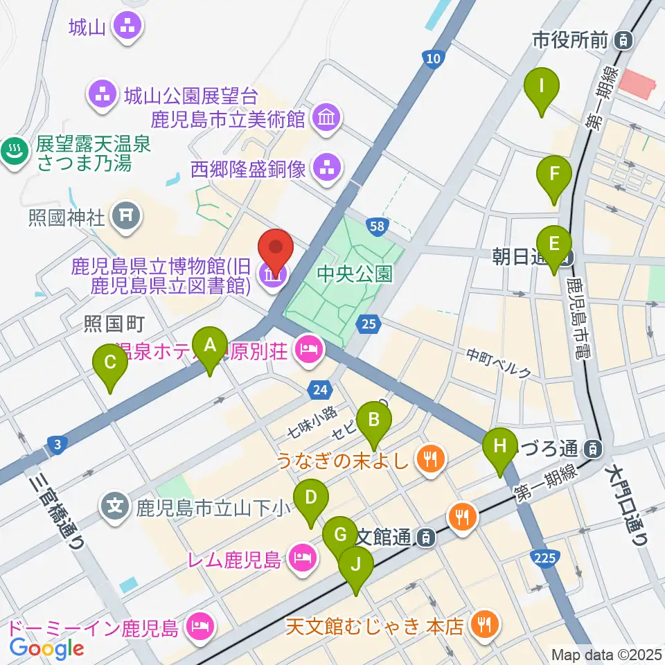 鹿児島県立博物館周辺のコンビニエンスストア一覧地図