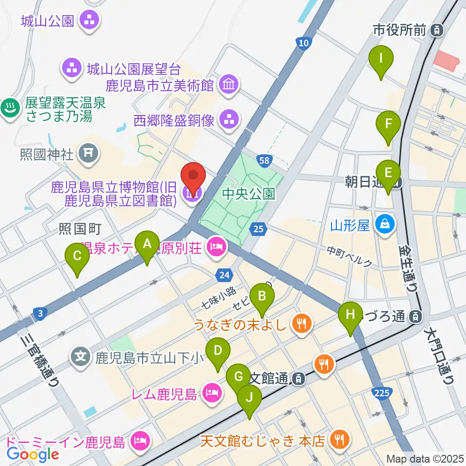 鹿児島県立博物館周辺のコンビニエンスストア一覧地図
