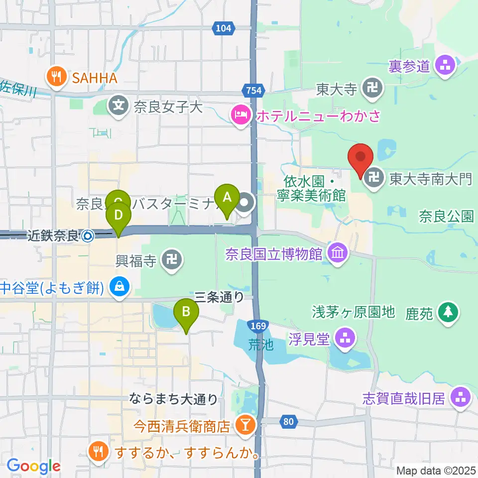 東大寺ミュージアム周辺のコンビニエンスストア一覧地図