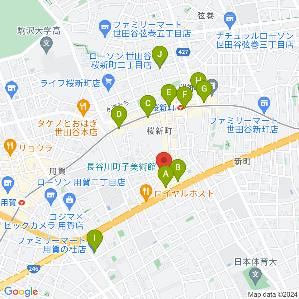 長谷川町子美術館・記念館周辺のコンビニエンスストア一覧地図