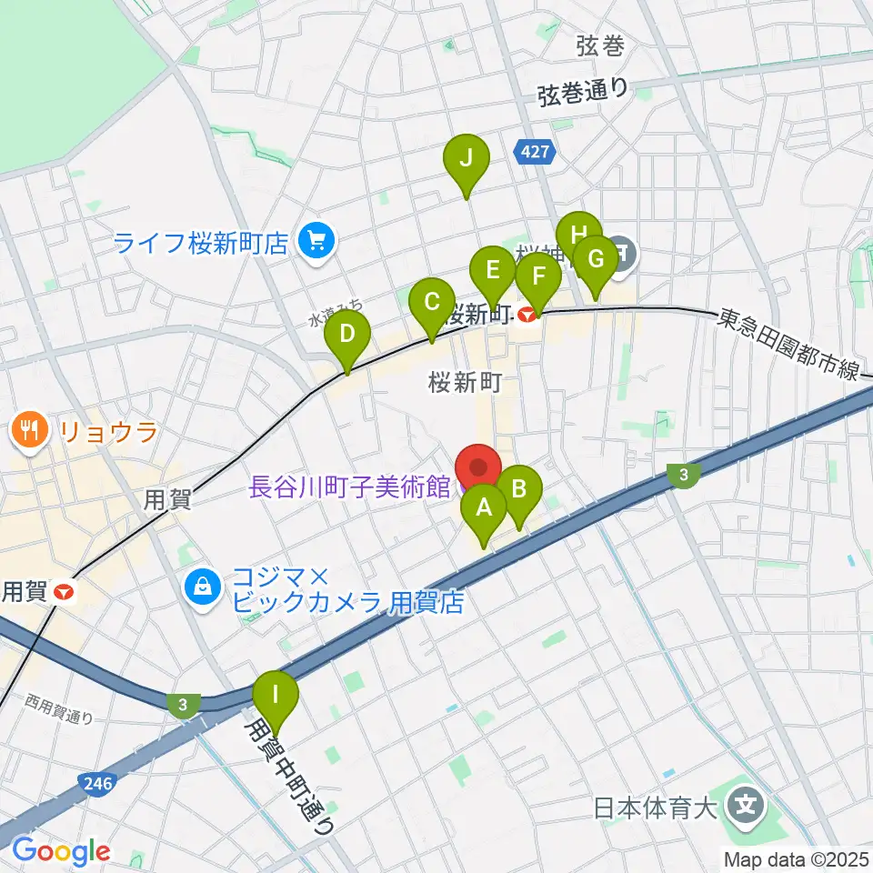 長谷川町子美術館・記念館周辺のコンビニエンスストア一覧地図