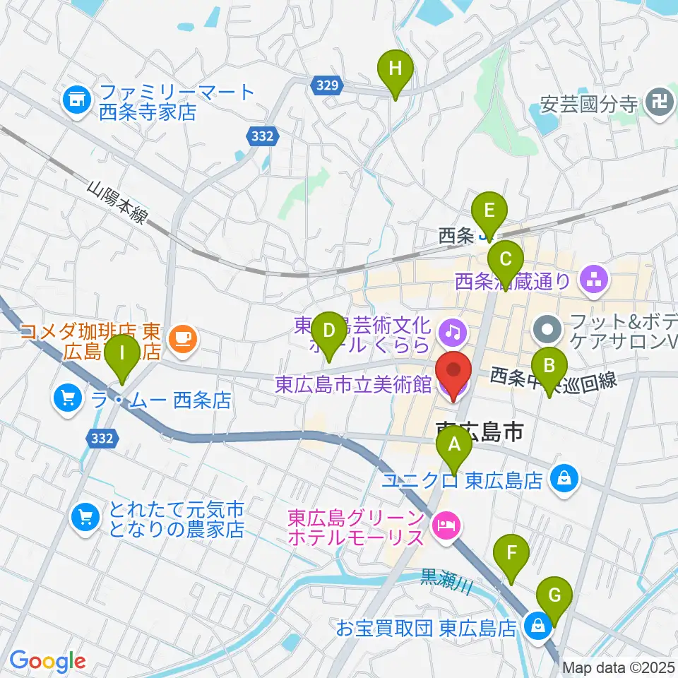東広島市立美術館周辺のコンビニエンスストア一覧地図