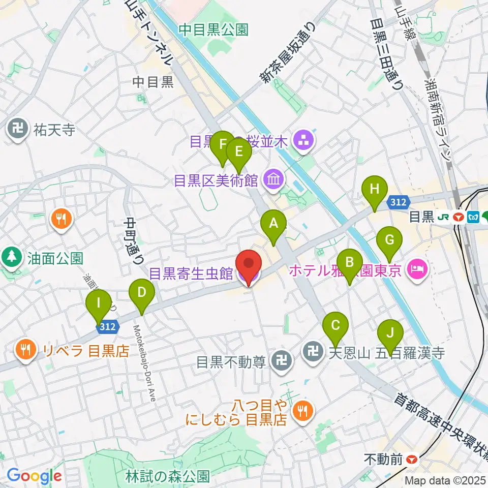 目黒寄生虫館周辺のコンビニエンスストア一覧地図