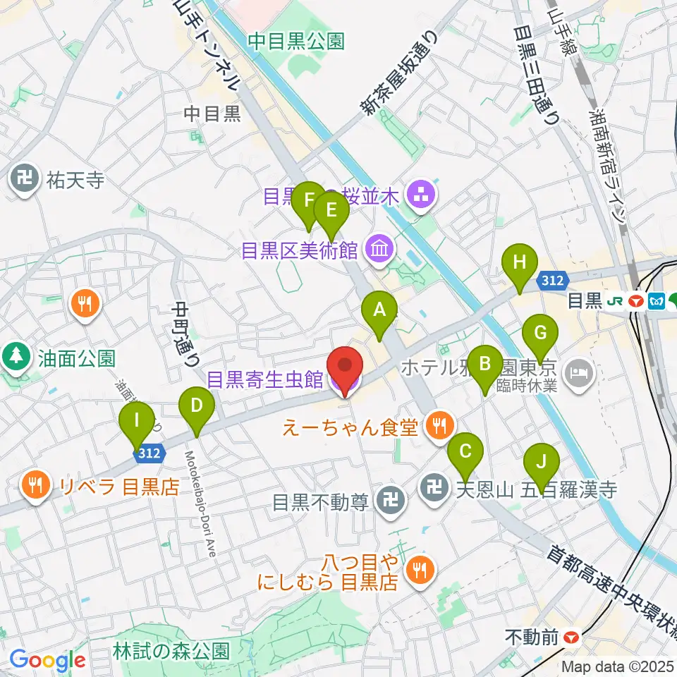 目黒寄生虫館周辺のコンビニエンスストア一覧地図