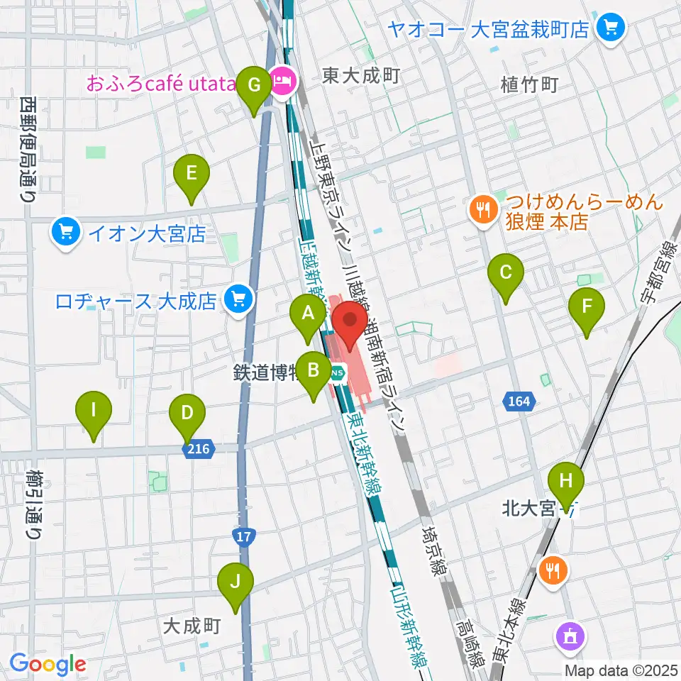 鉄道博物館周辺のコンビニエンスストア一覧地図