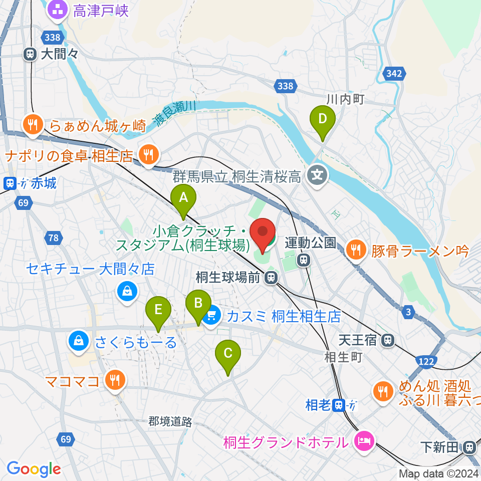 小倉クラッチ・スタジアム周辺のコンビニエンスストア一覧地図