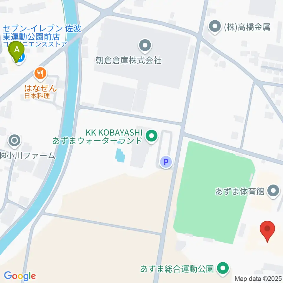 伊勢崎市あずまホール周辺のコンビニエンスストア一覧地図