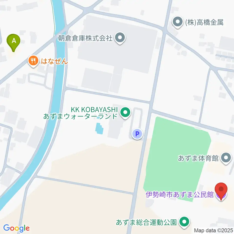 伊勢崎市あずまホール周辺のコンビニエンスストア一覧地図