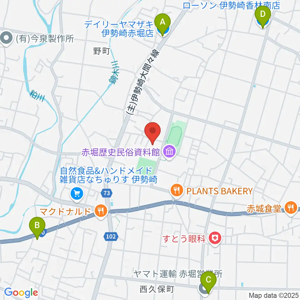 赤堀芸術文化プラザ周辺のコンビニエンスストア一覧地図