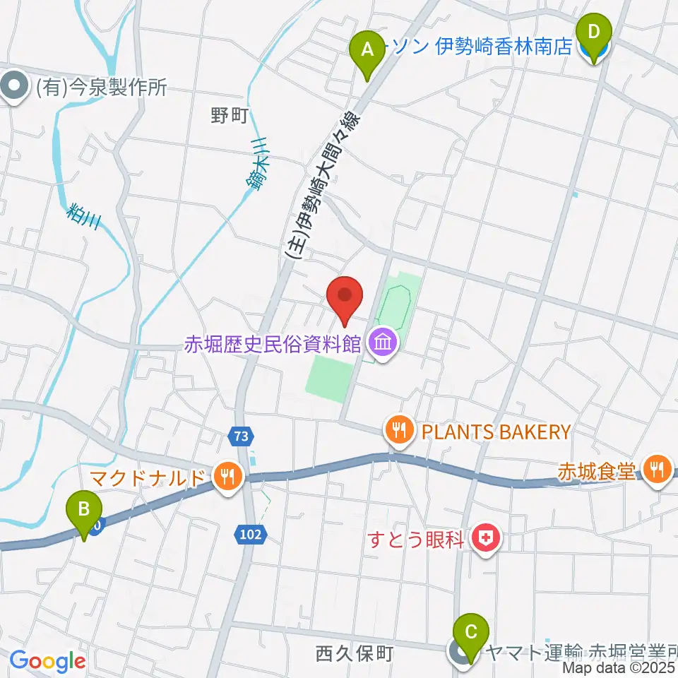 赤堀芸術文化プラザ周辺のコンビニエンスストア一覧地図