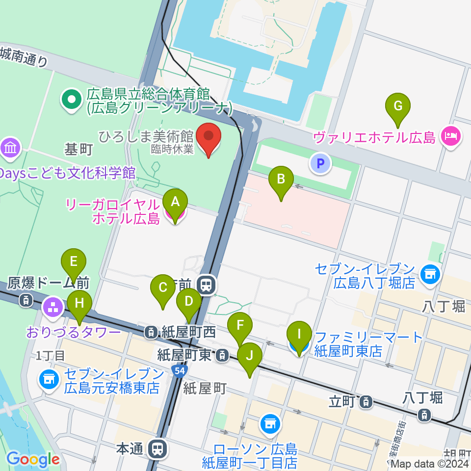 ひろしま美術館周辺のコンビニエンスストア一覧地図