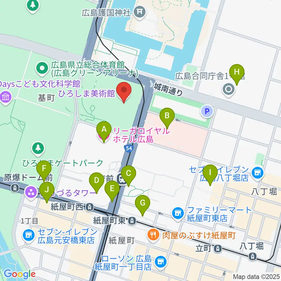 ひろしま美術館周辺のコンビニエンスストア一覧地図