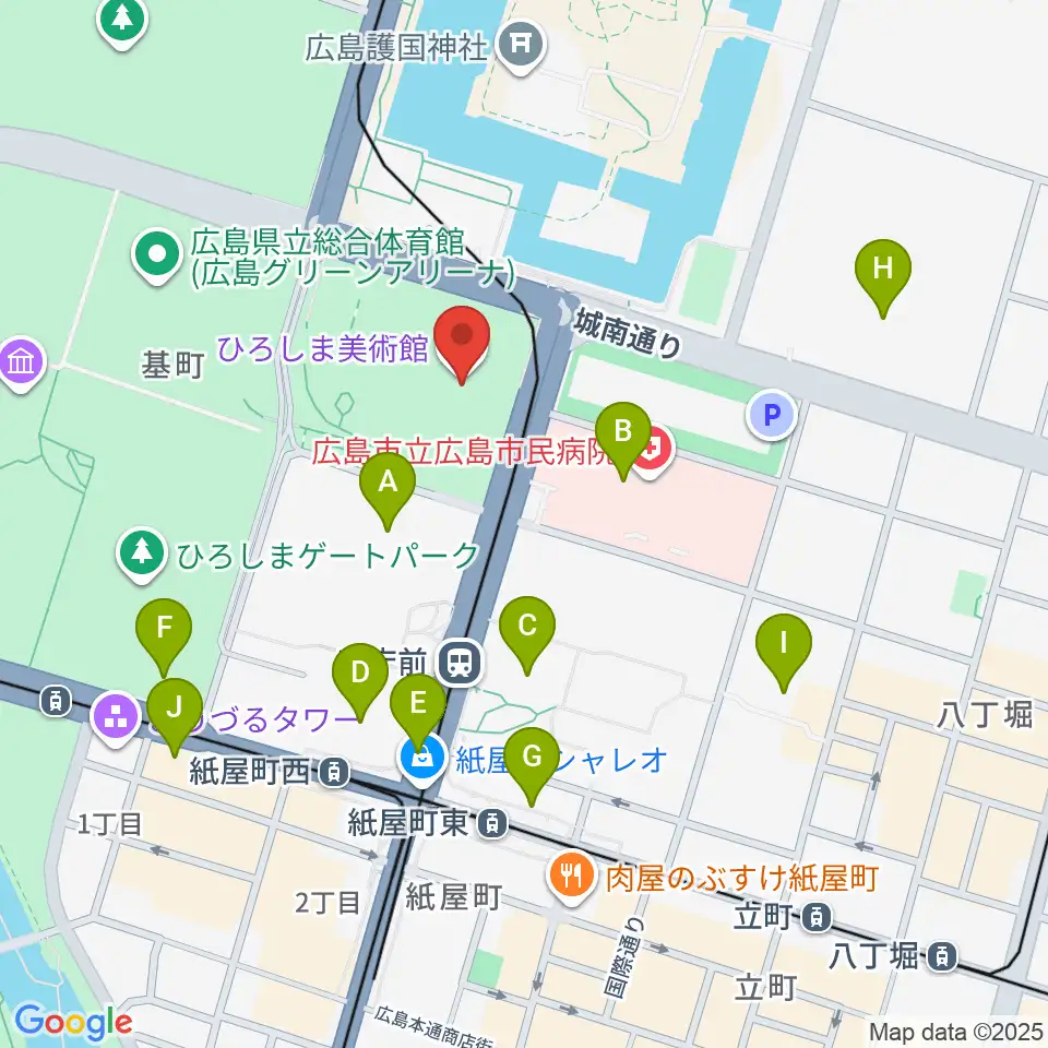 ひろしま美術館周辺のコンビニエンスストア一覧地図