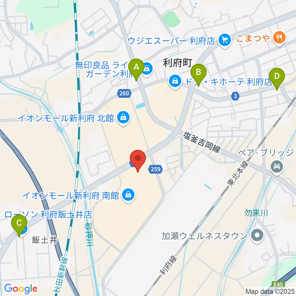 イオンシネマ新利府周辺のコンビニエンスストア一覧地図