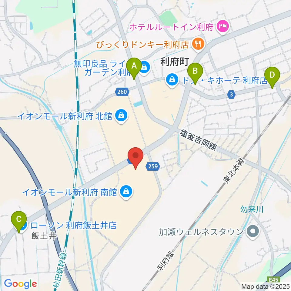イオンシネマ新利府周辺のコンビニエンスストア一覧地図