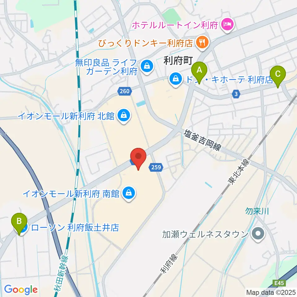 イオンシネマ新利府周辺のコンビニエンスストア一覧地図