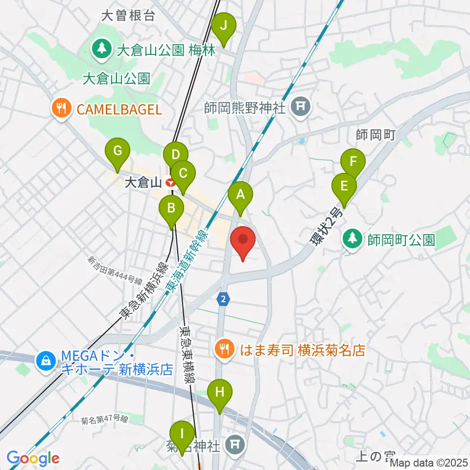 横浜市港北公会堂周辺のコンビニエンスストア一覧地図
