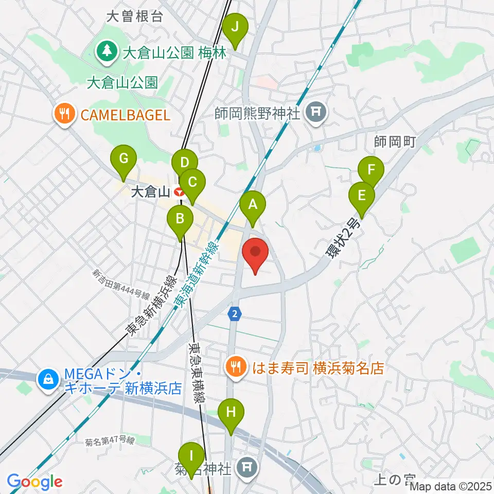 横浜市港北公会堂周辺のコンビニエンスストア一覧地図