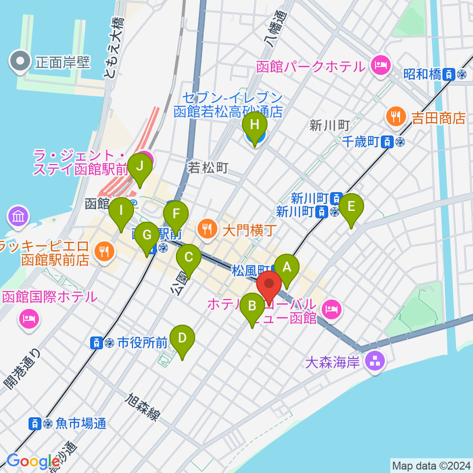 シネマ太陽函館周辺のコンビニエンスストア一覧地図