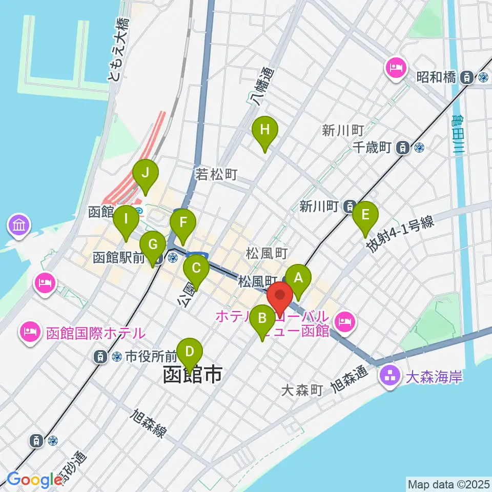 シネマ太陽函館周辺のコンビニエンスストア一覧地図