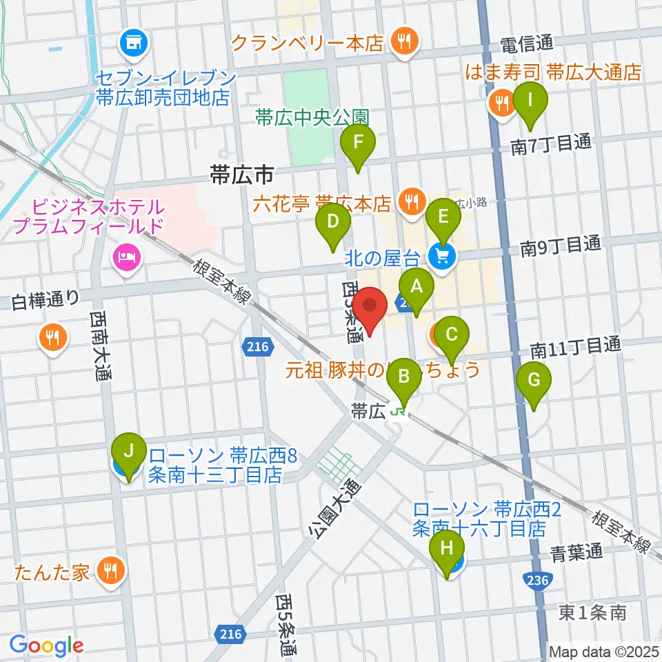 シネマ太陽帯広周辺のコンビニエンスストア一覧地図