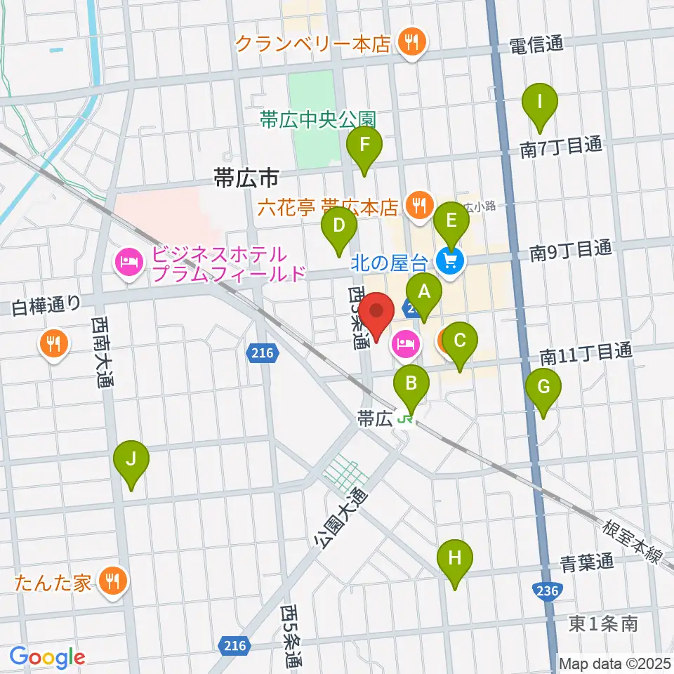 シネマ太陽帯広周辺のコンビニエンスストア一覧地図