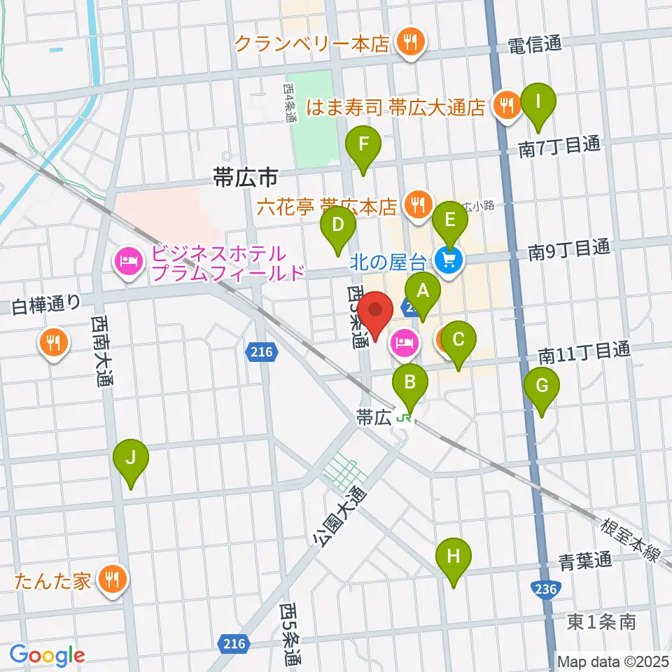 シネマ太陽帯広周辺のコンビニエンスストア一覧地図