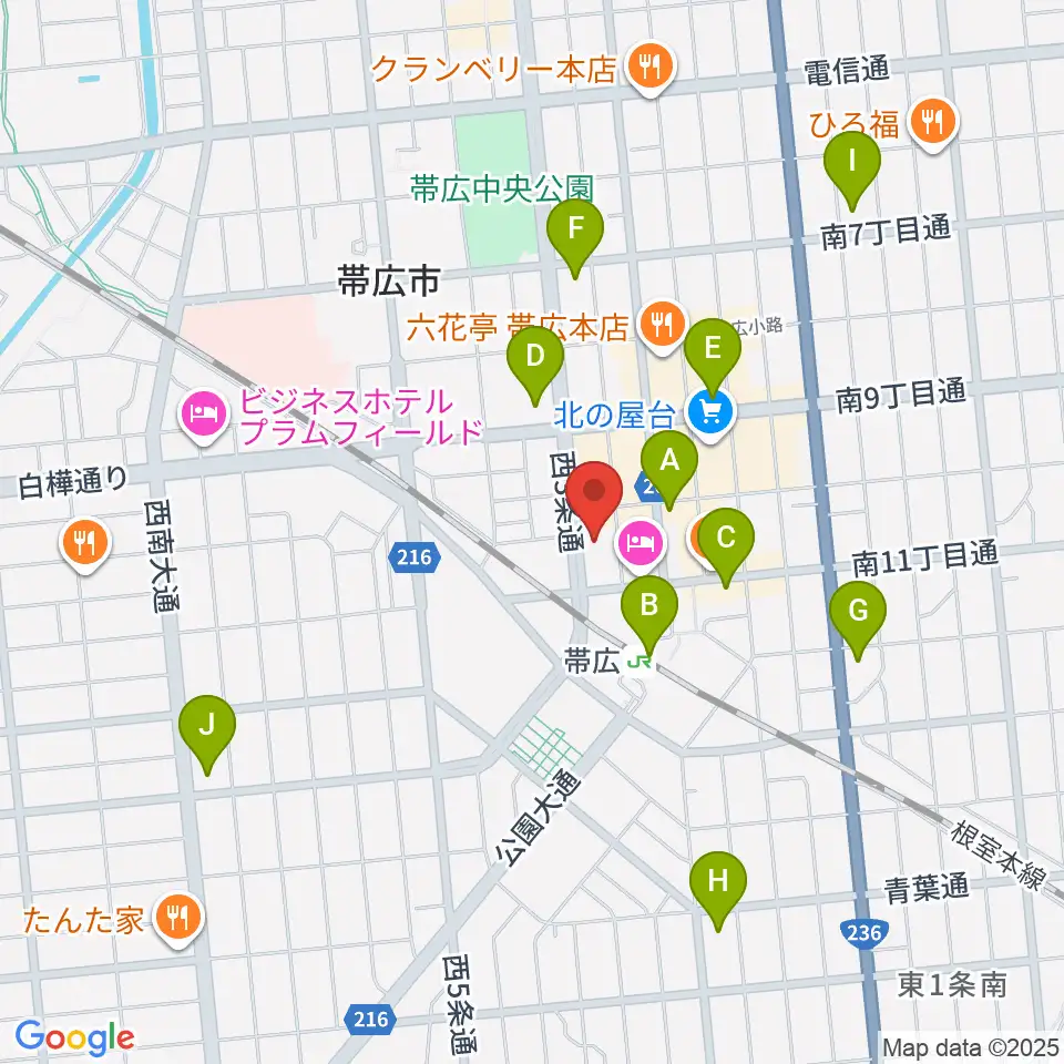 シネマ太陽帯広周辺のコンビニエンスストア一覧地図