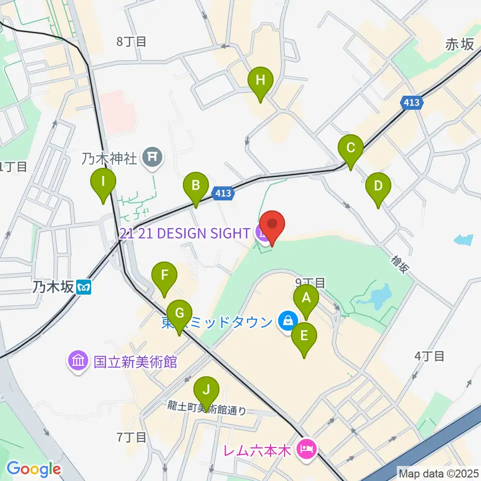 21_21 DESIGN SIGHT周辺のコンビニエンスストア一覧地図