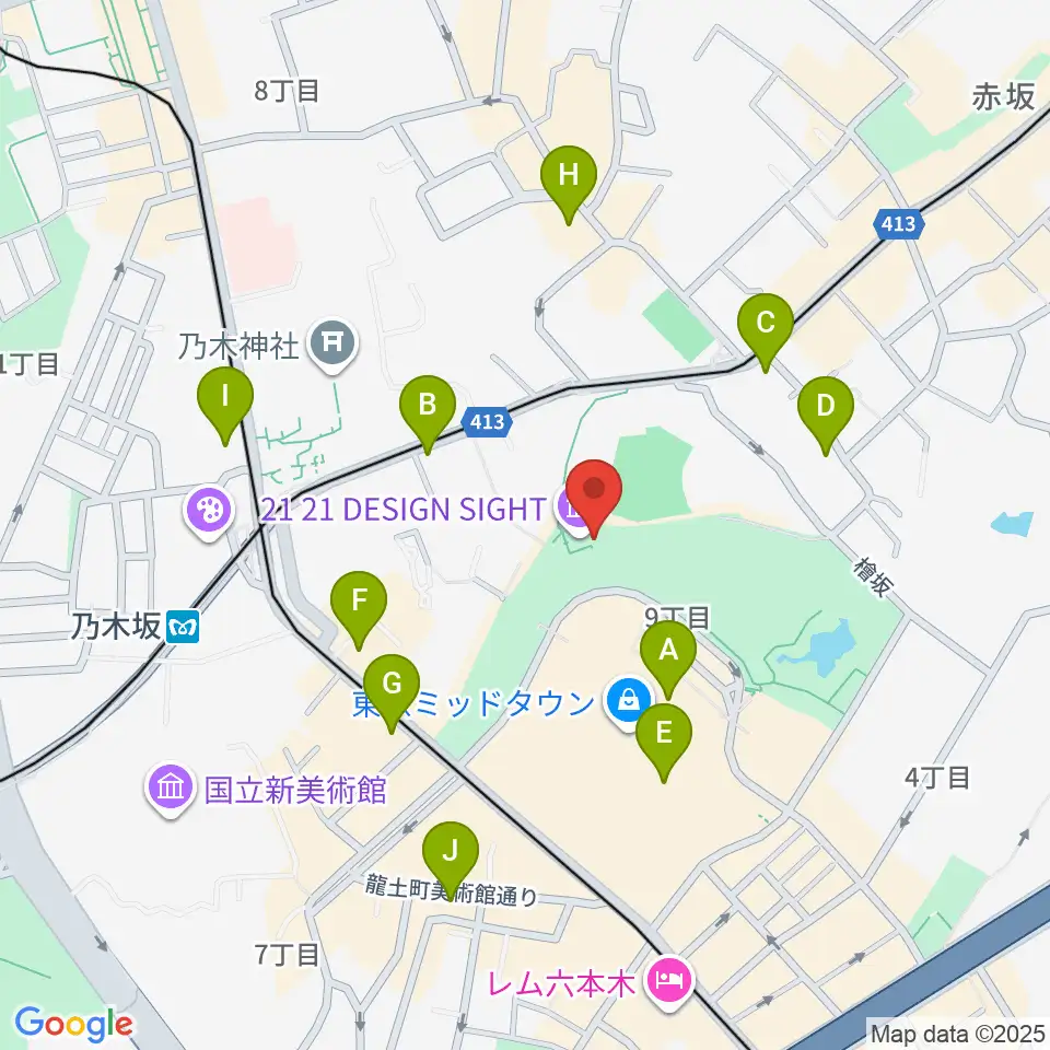 21_21 DESIGN SIGHT周辺のコンビニエンスストア一覧地図