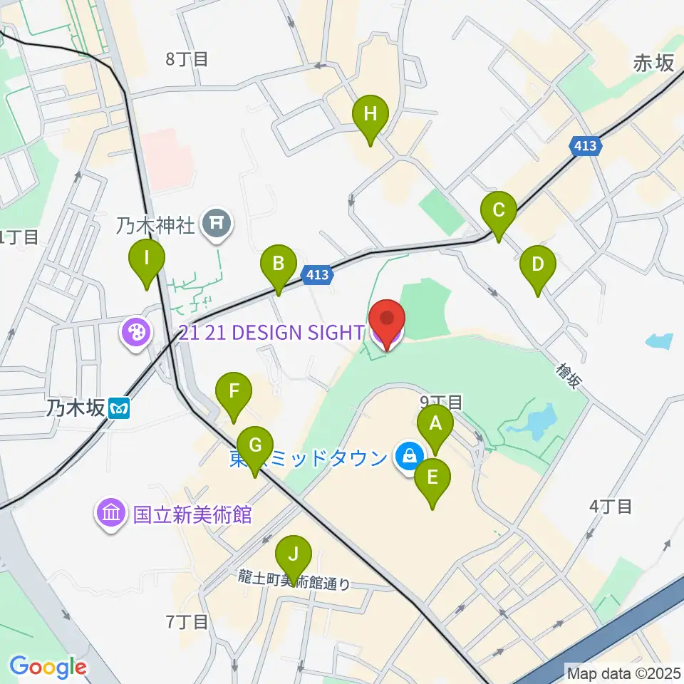 21_21 DESIGN SIGHT周辺のコンビニエンスストア一覧地図