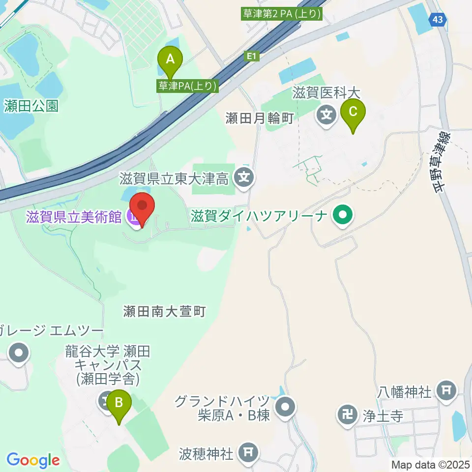 滋賀県立美術館周辺のコンビニエンスストア一覧地図