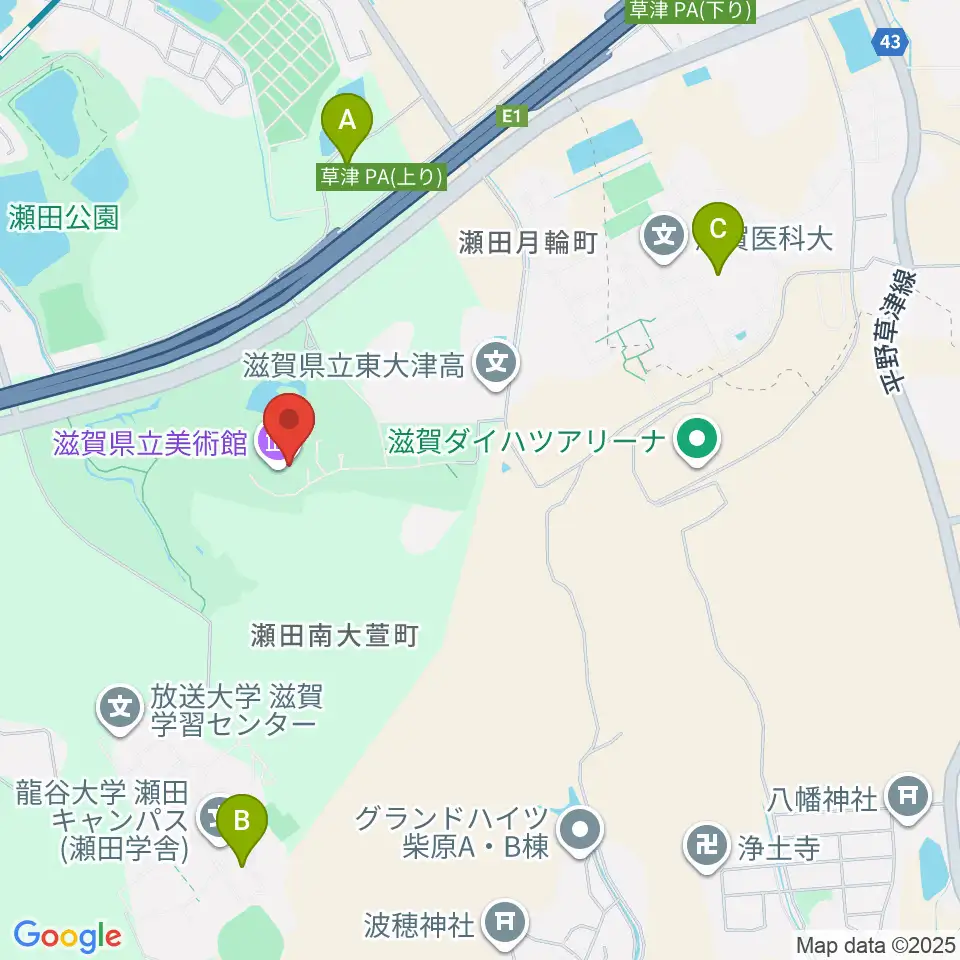 滋賀県立美術館周辺のコンビニエンスストア一覧地図