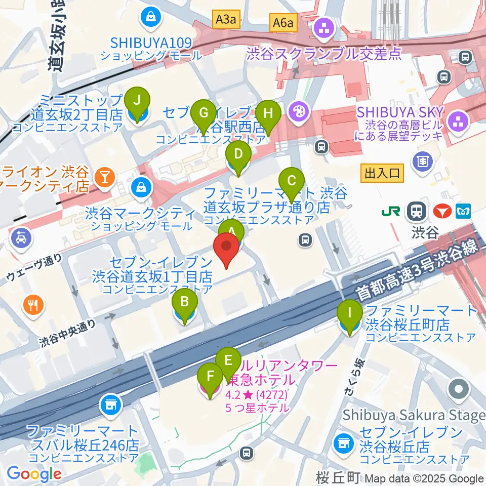 イケシブ 池部楽器渋谷店周辺のコンビニエンスストア一覧地図